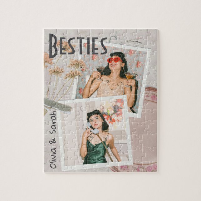 Besties best friends individuellen Namens Foto Puzzle (Vertikal)