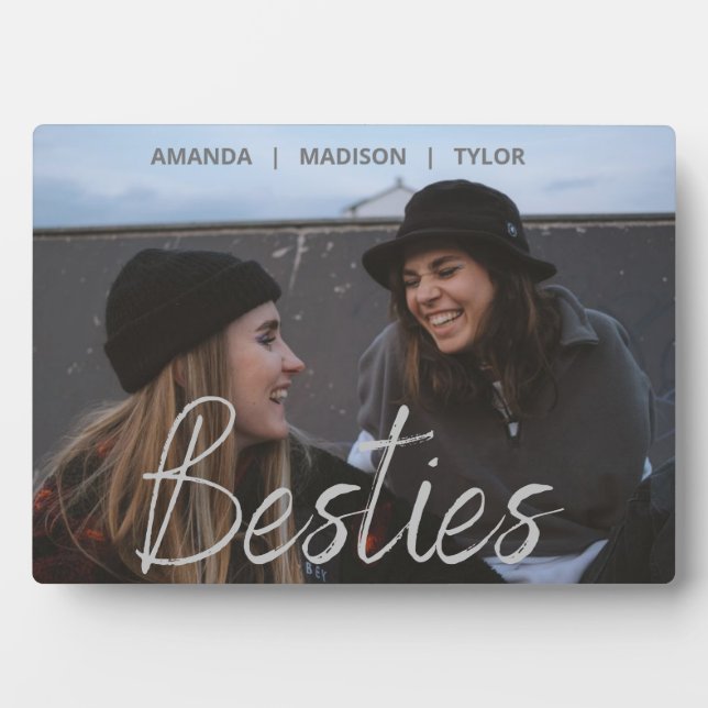 Besties | Best Friends Personalisiert Names Foto Fotoplatte (Vorderseite)