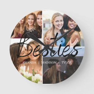 Besties Best Friends Personalisiert Names Foto Runde Wanduhr