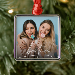 Besties Best Friends Typografy Foto Ornament Aus Metall