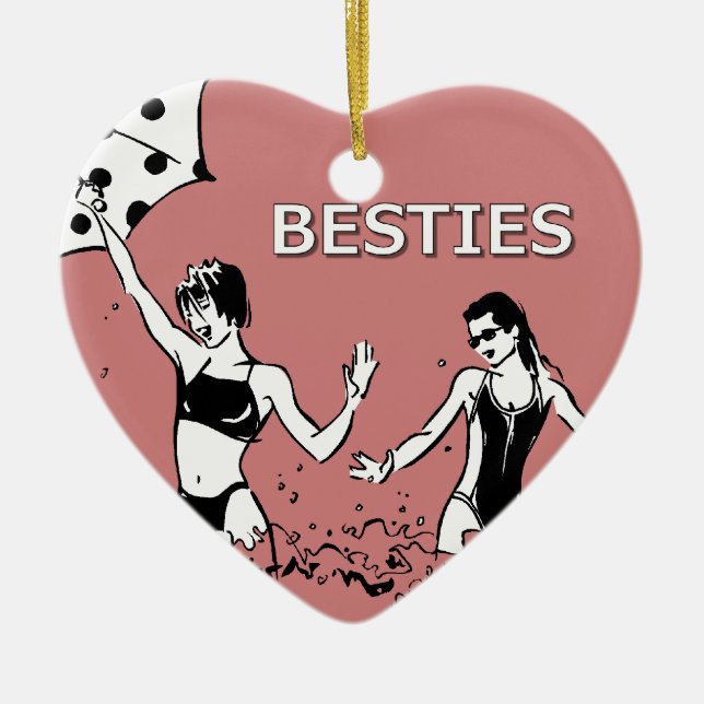 Besties beste Freunde auf dem Strand Keramikornament (Vorne)