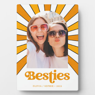 Besties Boho Retro Sonne und Foto beste Freunde Fotoplatte