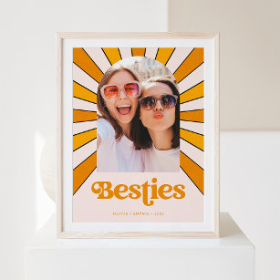 Besties   Boho Retro Sun und Foto Die besten Freun Poster