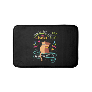 Besties Cat and Dog Funny Quote Badematte