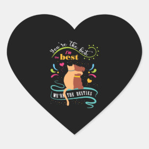 Besties Cat and Dog Funny Quote Herz-Aufkleber