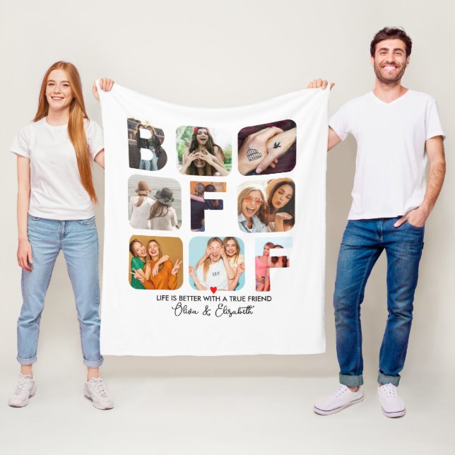 Besties Custom Foto Collage BESTE FREUNDIN Geschen Fleecedecke (Beispiel)