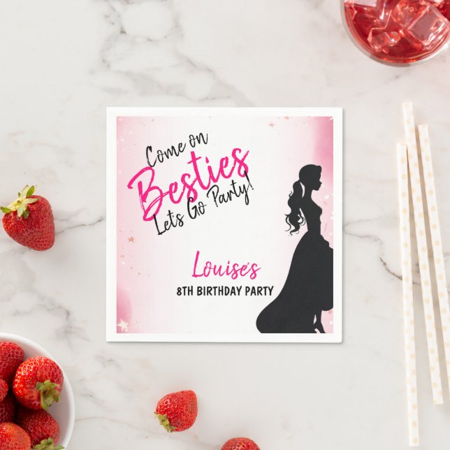 Besties Doll Pink Glitzer Party Serviette (Beispiel)