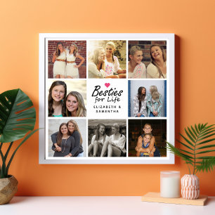 Besties for Life Script Best Friends Foto Collage Poster