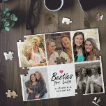 Besties for Life Script Best Friends Foto Collage Puzzle<br><div class="desc">Feiern Sie Ihre Freundschaft mit unserem "Besties for Life Script Best Friends Foto Collage Jigsaw Puzzle". Dieses charmante Design enthält das Zitat "Besties for life" in der Skriptschrift schwarze Typografie mit einem kleinen heißen rosa Herzsymbol oben. Unter dem Zitat, personalisieren Sie Ihre Namen, und um den Text, erstellen Sie eine...</div>