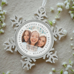 Besties Forever BESTE FREUNDIN Einfaches modernes Schneeflocken Zinn-Ornament