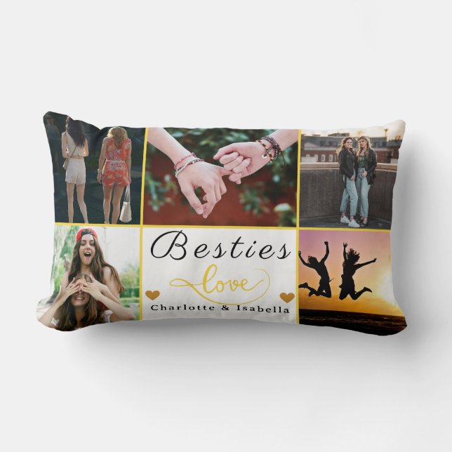 Besties Forever ❤️ Custom 5-Foto Collage Pillow Lendenkissen (Vorderseite)