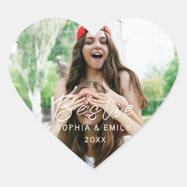Besties Forever - Custom Foto & Name Aufkleber (Vorderseite)