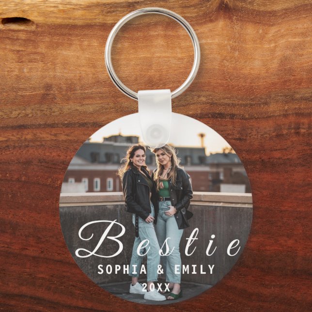Besties Forever – Custom Photo Collage Keychain Schlüsselanhänger (Vorderseite)