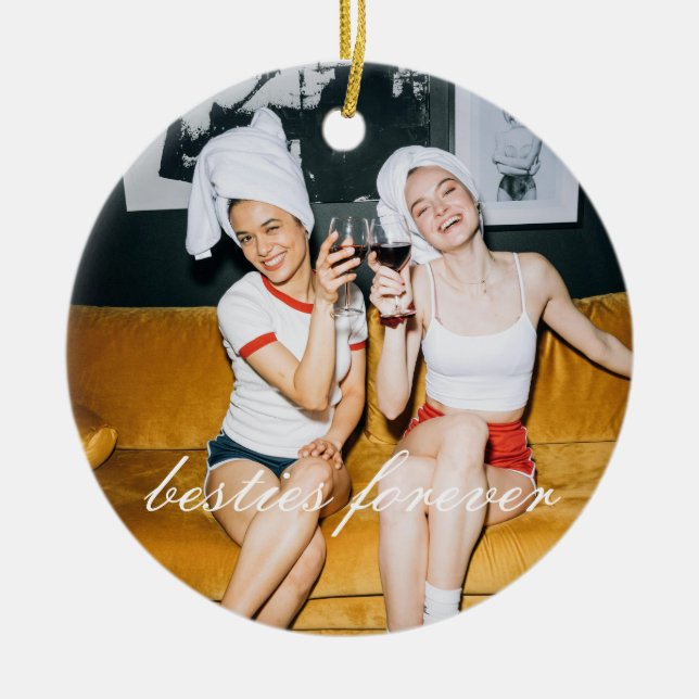 Besties Forever Friendship Foto Weihnachten Keramik Ornament (Vorne)