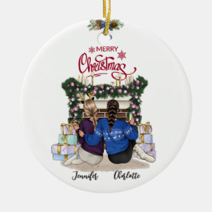 Besties Forever Personalisierte Weihnachtsfeier Keramik Ornament