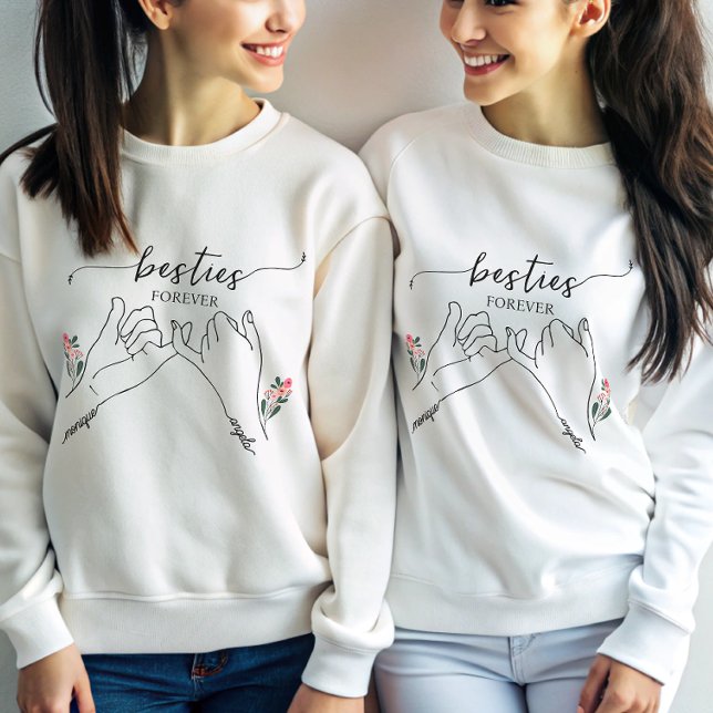 Besties Forever Pinky Versprechen Blume Custom Gif Sweatshirt (Von Creator hochgeladen)