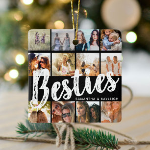 BESTIES, Fotocollage & Namen   BFF Weihnachten Keramikornament