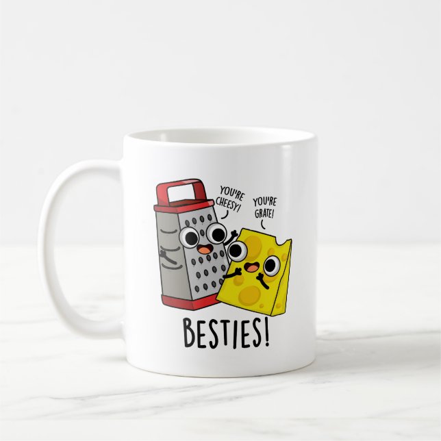 Besties Funny Cheese Grater Pun Kaffeetasse (Links)