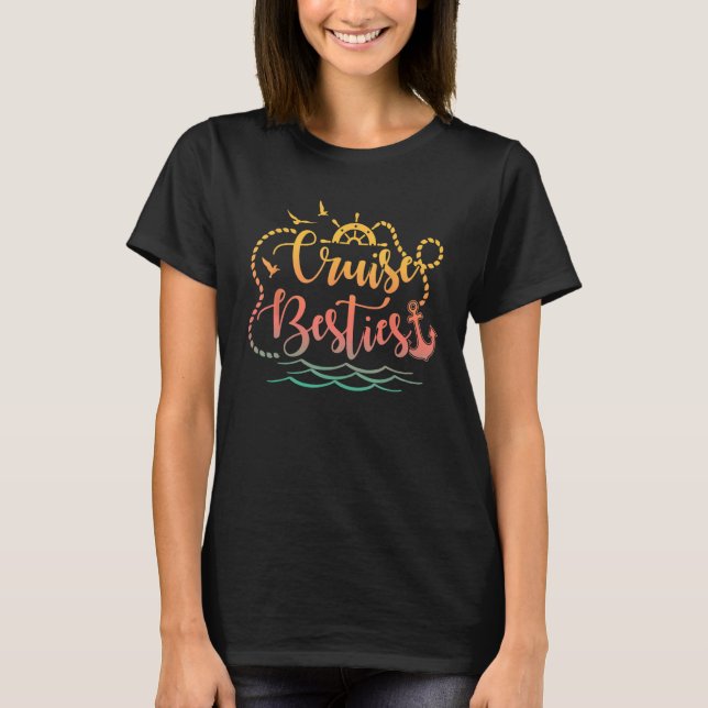 Besties Gone Cruise Matching Girls Trip Cruising V T-Shirt (Vorderseite)