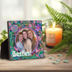 Besties Hübsch rosa Blumenmuster Foto angepasst Fotoplatte