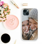Besties in Trendy Script | Foto mit Herz Case-Mate iPhone Hülle<br><div class="desc">Dieses stilvolle Handy-Gehäuse enthält das Wort "Besties" in trendiger,  eleganter Schrift,  mit einem Ihrer Lieblings-Fotos von Ihnen und Ihrem besten Freund,  und ein handgeschriebenes Drehherz. Auch macht das perfekte Geschenk Sake für Ihre BESTE FREUNDIN.</div>