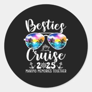 Besties-Kreuzfahrt 2025 passende Freunde-Gruppe Cr Runder Aufkleber