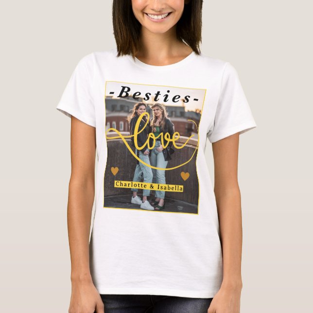 Besties Liebe - Individuelle Namen und FotoCollage T-Shirt (Vorderseite)