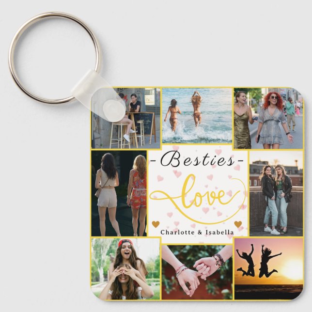 Besties Liebe Schlüsselanhänger | Custom 9-Foto Co (Vorderseite)