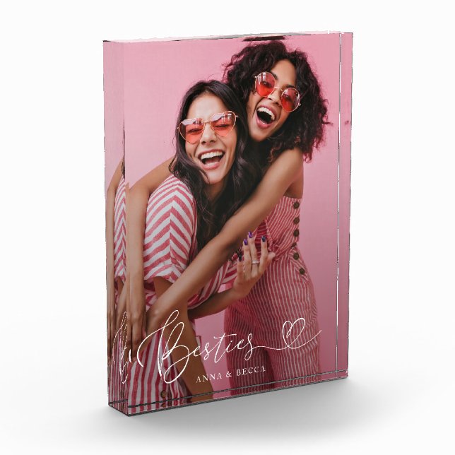 Besties Modern Heart Script Keepake Fotoblock (Links)