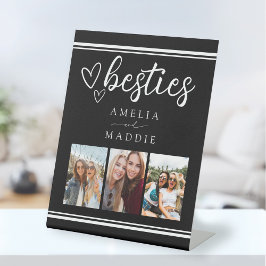 Besties Modern Photo Collage Black and White Sockelschild