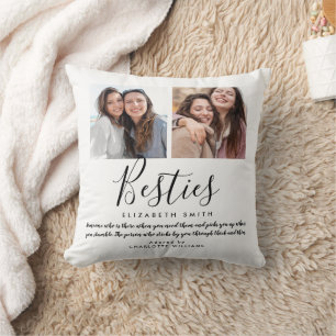 Besties Modern Script Best Friends Quote Foto Kissen