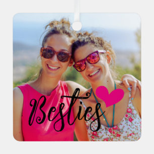 Besties Niedlich Hot Pink Heart Foto Ornament Aus Metall