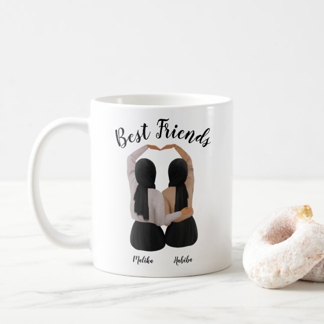 Besties Personalisiert Hijabi Gift Kaffeetasse (Mit Donut)