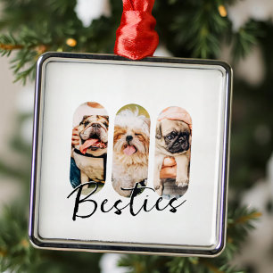 Besties Pet Simple Modern Playa Drei Foto Ornament Aus Metall