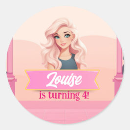 Besties Pink Doll Runder Aufkleber