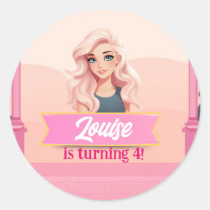 Besties Pink Doll Runder Aufkleber