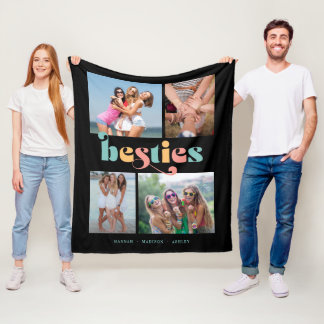 Besties Retro 4 Foto Best Friends Fleece Blanket