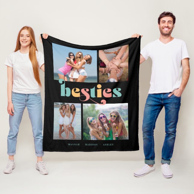 Besties Retro 4 Foto Best Friends Fleece Blanket (Beispiel)