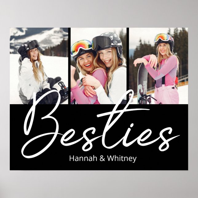 Besties Script Custom Foto Collage Poster (Vorne)