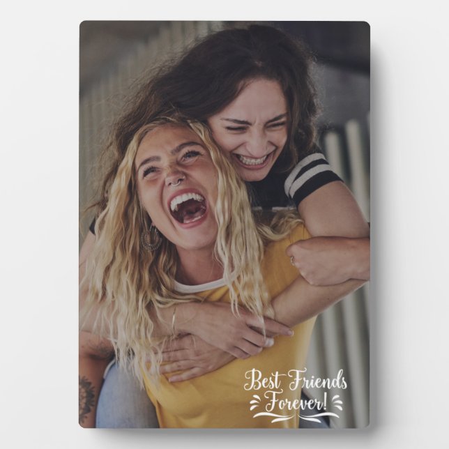 Besties Script Overlay Friendship Foto Fotoplatte (Vorderseite)