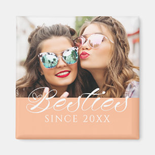 "Besties Since" Benutzerdefiniertes Foto Peach Fuz Magnet