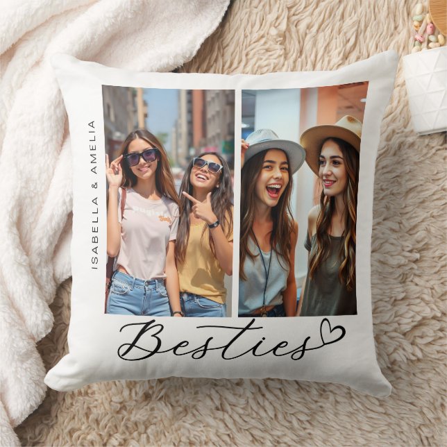 Besties Two Fotos Calligraphy Script BESTE FREUNDI Kissen (Decke)