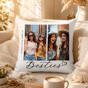Besties Two Fotos Calligraphy Script BESTE FREUNDI Kissen