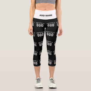 BESTIMMT AUF GOTT KUNSTBAR COOL WEISS TEXT CAPRI LEGGINGS