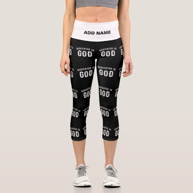 BESTIMMT AUF GOTT KUNSTBAR COOL WEISS TEXT CAPRI LEGGINGS (Vorderseite)