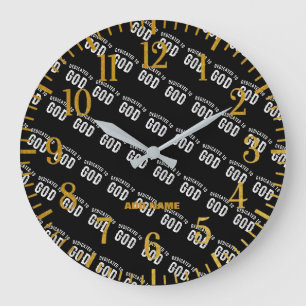 BESTIMMT AUF GOTT KUNSTBAR COOL WEISS TEXT GROßE WANDUHR