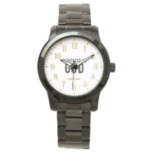 BESTIMMT AUF GOTT-KUNSTBARE COOLE SCHWARZE TEXT ARMBANDUHR