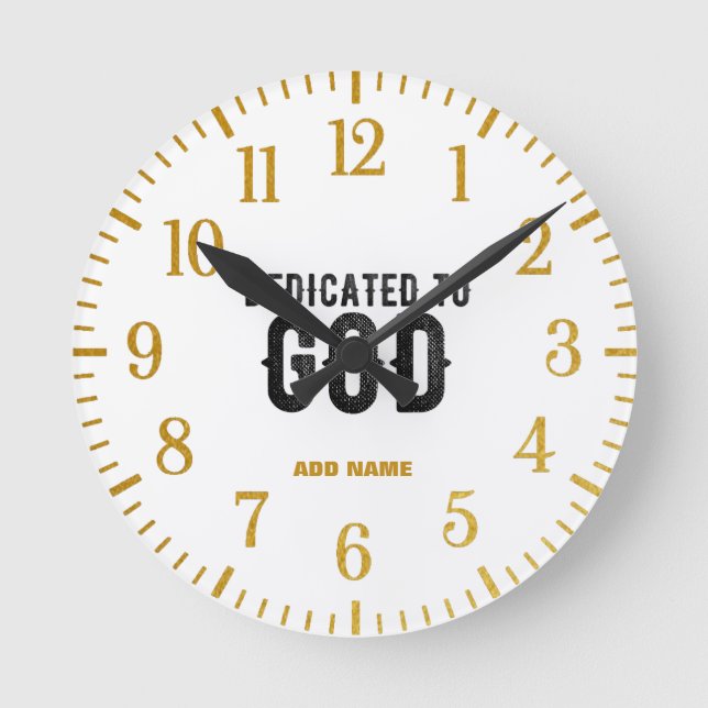 BESTIMMT AUF GOTT-KUNSTBARE COOLE SCHWARZE TEXT RUNDE WANDUHR (Vorderseite)