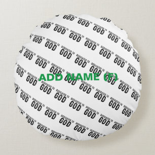 BESTIMMT AUF GOTT-KUNSTBARE COOLE SCHWARZE TEXT RUNDES KISSEN