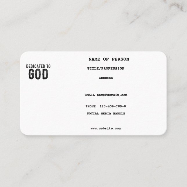 BESTIMMT AUF GOTT-KUNSTBARE COOLE SCHWARZE TEXT VISITENKARTE (Vorderseite)